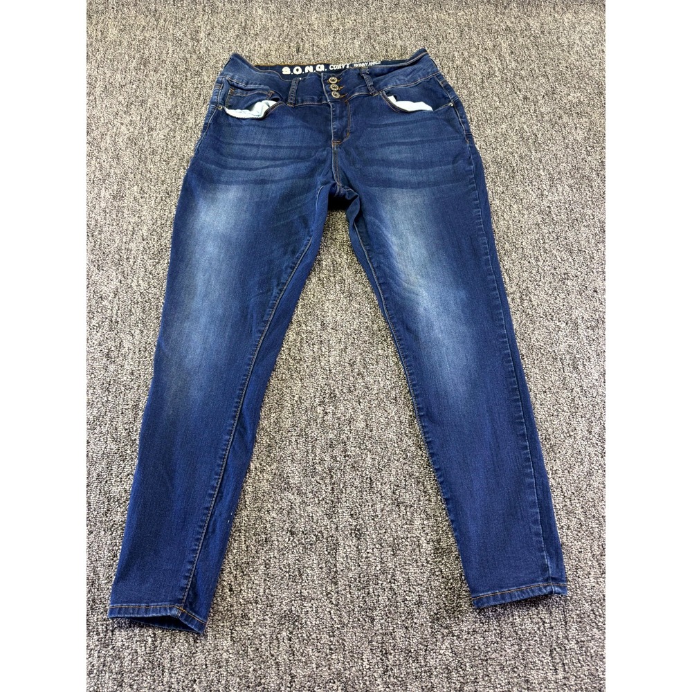 S.O.N.G. Curvy Skinny Ankle Jeans Womens 17/33 Blue Whisker Denim Cotton Stretch